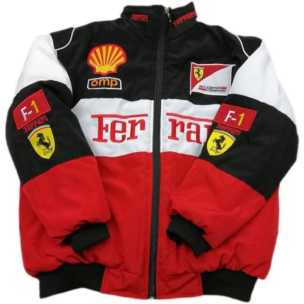 Män F1 Team Racing Ferrari Jacka Broderi Vadderad Vintage Retro Coat B XL