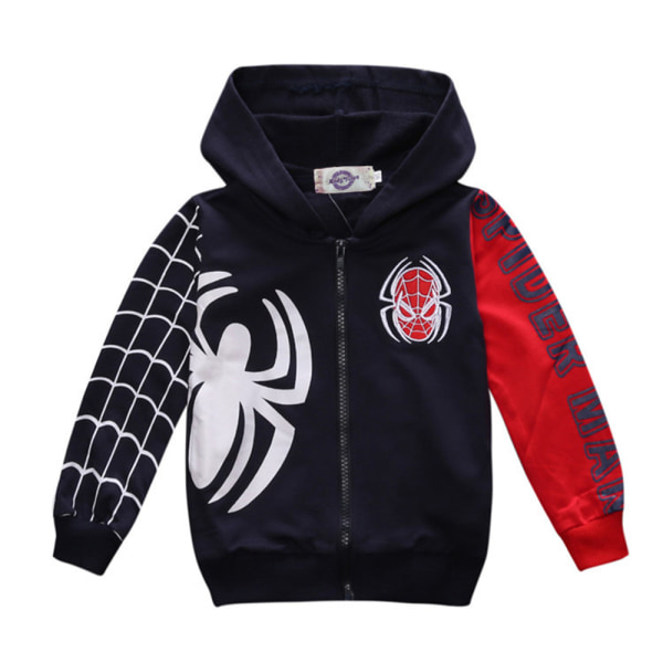 Kids Spider-Man Coat Zip Up Hoodie Jacka Casual Coats Ytterkläder navy blue 140cm