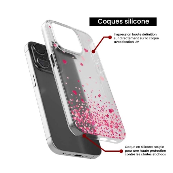 Siliconefodral - Kompatibel med Samsung Galaxy A05S - design med rosa hjärtkonfetti Transparent