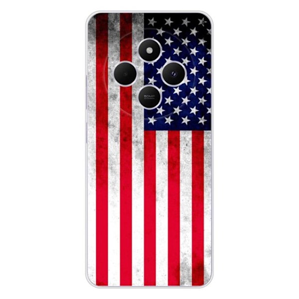 Siliconefodral - 1001 Fodral - Xiaomi Redmi 14C 4G - USA Flagga - Mjuk - Optimal Skydd Transparent