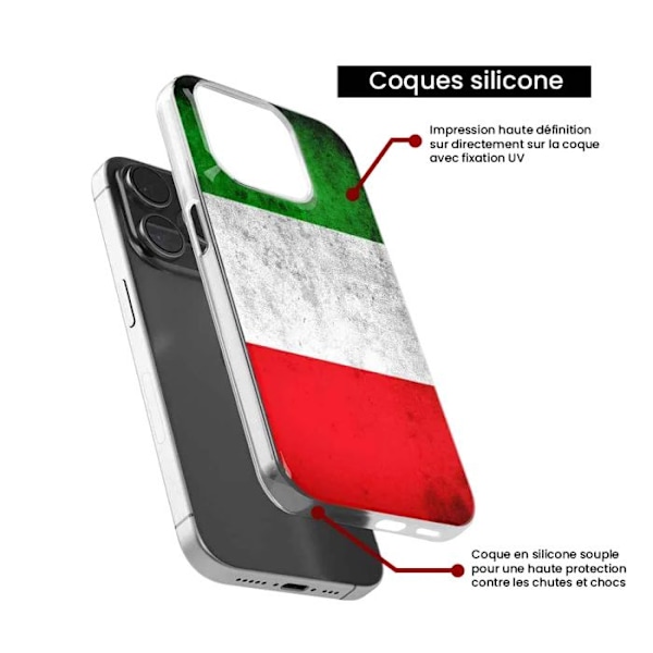 Tryckt silikonfodral som är kompatibelt med Apple iPhone 16 Pro Italien flagga Transparent