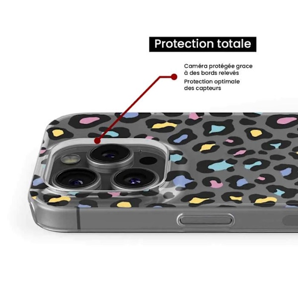 Tryckt silikonfodral som är kompatibelt med Apple iPhone 16 Pro Colorful leopard Transparent