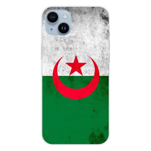 Tryckt silikonfodral som är kompatibelt med Apple iPhone 14 Plus Algeriets flagga Transparent