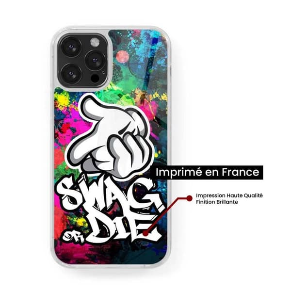 Förstärkt silikonfodral med tryck kompatibel med Apple iPhone 14 Plus Swag or die Transparent