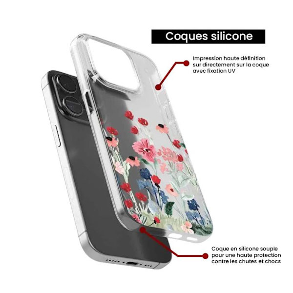 Siliconfodral - Kompatibel med Apple iPhone 15 Plus - vårdesign med blommor Transparent