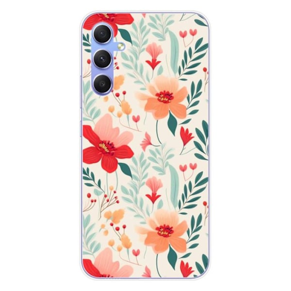 Silikonfodral med tryck - 1001 Fodral - Samsung Galaxy A34 5G - Blommönster - Mjuk - Transparent Transparent
