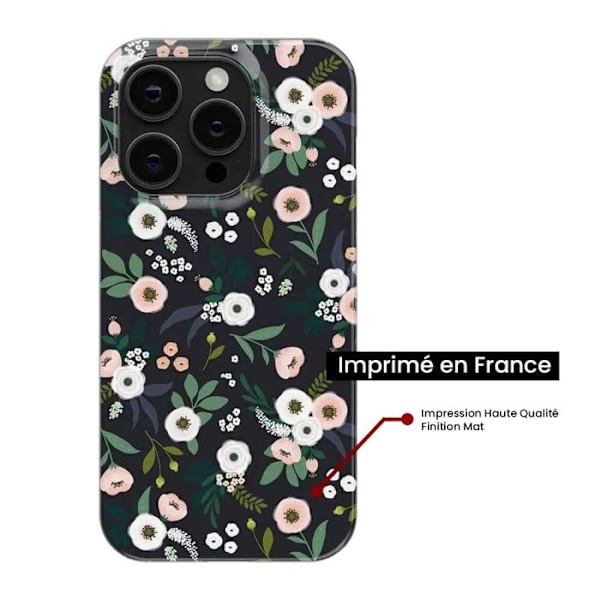 Tryckt silikonfodral kompatibelt med Xiaomi Redmi Note 8 Pro Flowers Black Transparent