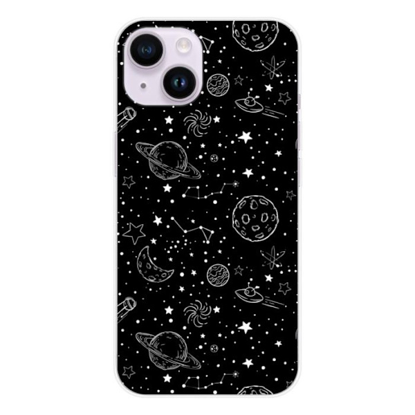 Silicone skal - Kompatibel med Apple iPhone 14 - design galax ritning Transparent