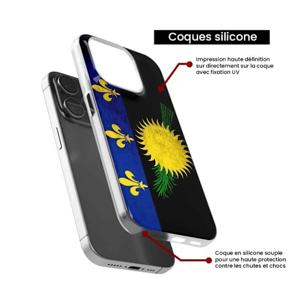 Siliconfodral med tryck kompatibelt med Xiaomi 14T 4G Guadeloupe Flagga Transparent