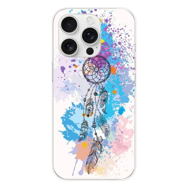 Tryckt silikonfodral som är kompatibelt med Apple iPhone 16 Pro Dreamcatcher Color Transparent