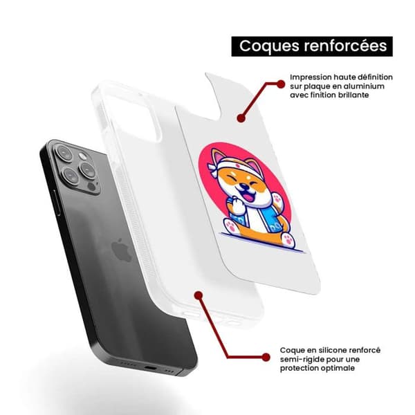 Förstärkt silikonfodral med tryck kompatibelt med Apple iPhone 16 Plus Shiba ninja Transparent