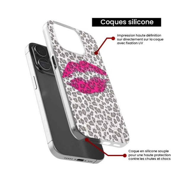 Tryckt silikonfodral som är kompatibelt med Samsung Galaxy S21 Ultra Leopard kiss Transparent