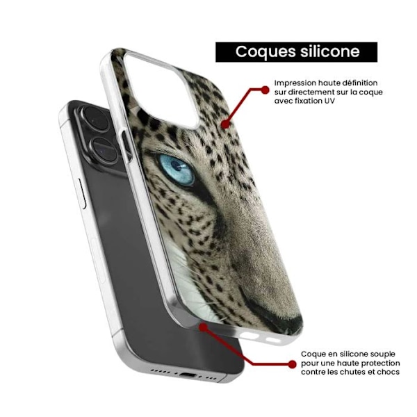 Siliconefoder - Kompatibel med Apple iPhone 15 - leopardöga design Transparent