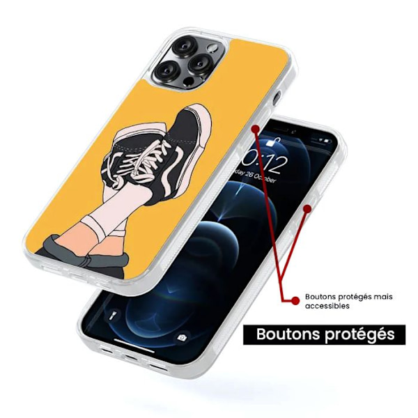 Reinforced silicone case with print compatible with Apple iPhone 13 Sneakers Transparent