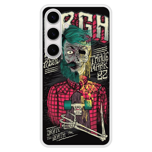 Coque i förstärkt silikon med tryck kompatibel med Samsung Galaxy S24 Plus Skull Urgh Transparent