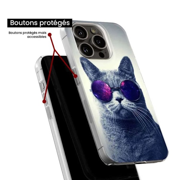 Tryckt silikonfodral kompatibelt med Xiaomi Redmi 13C 4G Cat med glasögon Transparent