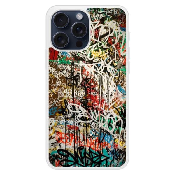 Coque i silikon förstärkt tryckt kompatibel med Apple iPhone 15 Pro Max Graffiti 1 Transparent