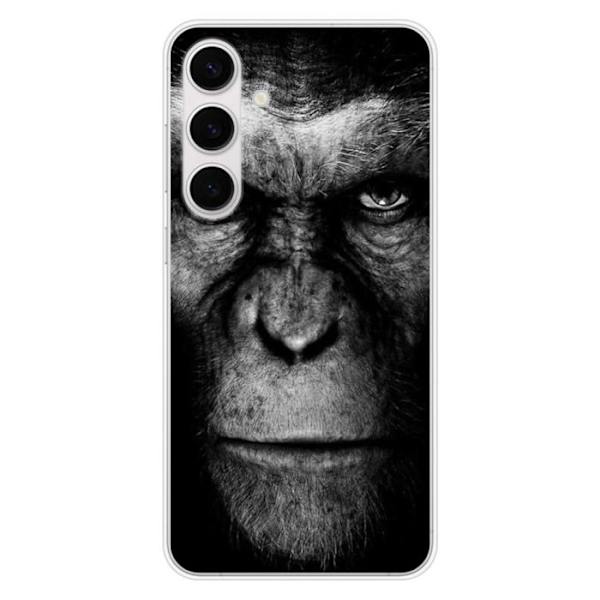 Tryckt silikonfodral som är kompatibelt med Samsung Galaxy S24 FE Monkey Transparent