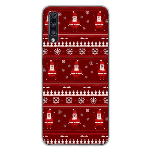 Tryckt silikonfodral Kompatibel Samsung Galaxy A70 NO Christmas Sweater Santa Transparent