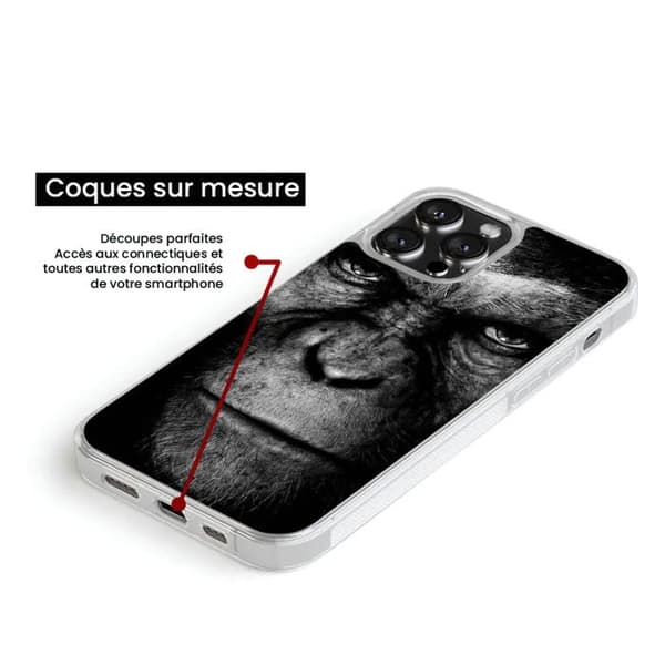 Förstärkt silikonfodral med tryck, kompatibelt med Apple iPhone 14 Plus, Apa Transparent
