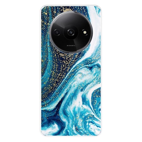 Siliconehölje - Kompatibel med Xiaomi Redmi A3 4G - design med glittrande blå marmor Transparent