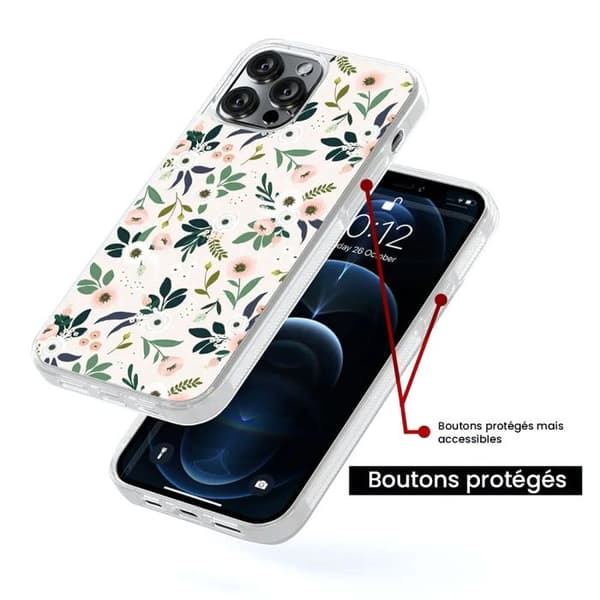 Siliconeförstärkt tryckt skal kompatibelt med Apple iPhone 16 Plus Blommor Transparent
