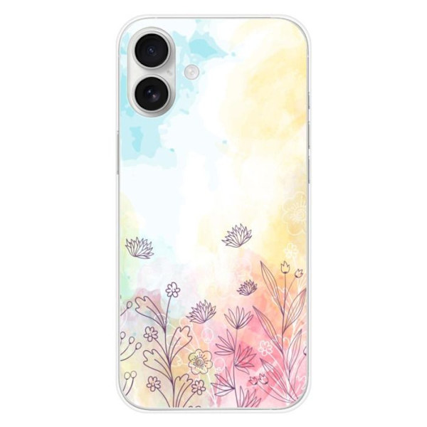 Siliconfodral - Kompatibel med Apple iPhone 16 Plus - design akvarellblommor Transparent