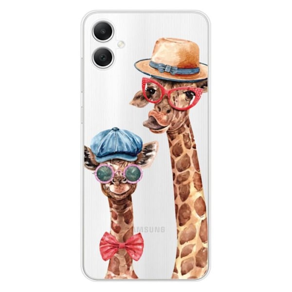 Siliconfodral med tryck - 1001 Fodral - Samsung Galaxy A05 - Roligt Giraffmönster - Optimal Skydd - Flexibel Transparent