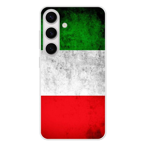 Tålig silikonetui med tryck kompatibel med Samsung Galaxy S24 Italiens flagga Transparent