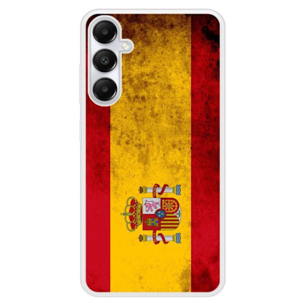 Stötdämpande silikonhölje med tryck kompatibelt med Samsung Galaxy A25 Spanska flaggan Transparent