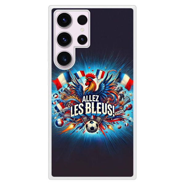 Silikonförstärkt tryckt skal kompatibelt med Samsung Galaxy S23 Ultra Allez les bleus Transparent