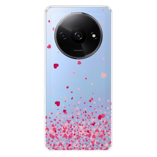 Silikonskal - Kompatibel med Xiaomi Redmi A3 4G - design med rosa hjärtkonfetti Transparent