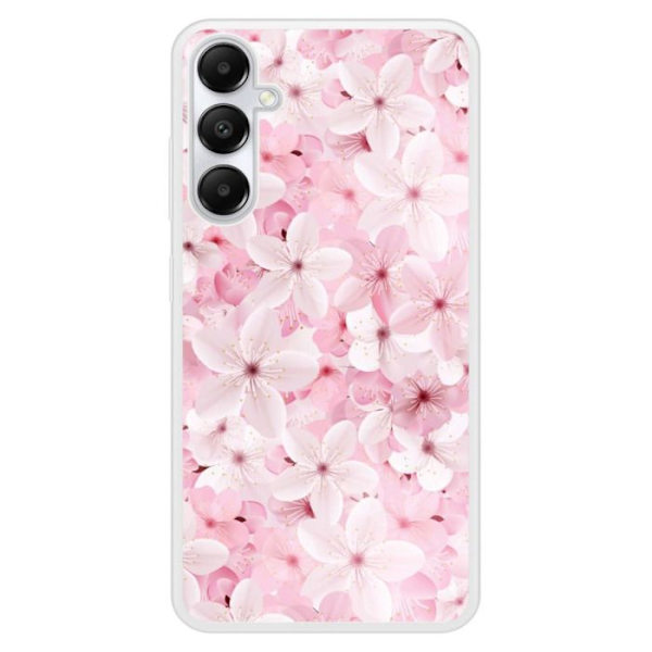 Coque i förstärkt silikon med tryck kompatibel med Samsung Galaxy A25 Sakura Transparent