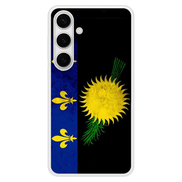 Förstärkt silikonskal med tryck kompatibelt med Samsung Galaxy S24 Plus Guadeloupe flagga Transparent