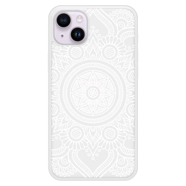 Siliconförstärkt tryckt skal kompatibelt med Apple iPhone 15 Plus Mandala vit Transparent
