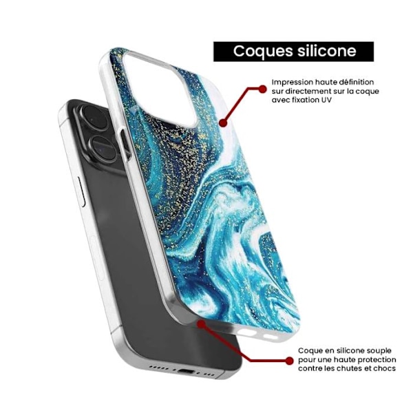Siliconefodral - Kompatibel med Xiaomi 13 Pro - design i glittrande blå marmor Transparent