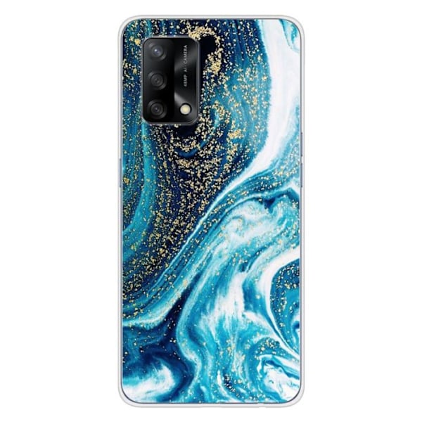 Tryckt silikonfodral som är kompatibelt med Oppo A74 4G Glitter Blue Marble Transparent