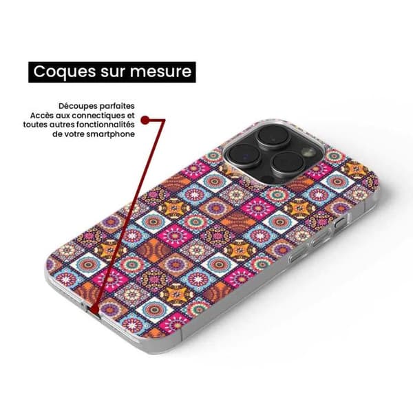 Silicone-fodral - Kompatibel med Apple iPhone 14 Plus - design patchwork mandala Transparent