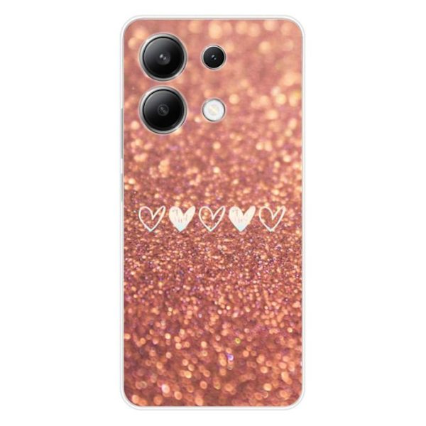 Siliconhölster - Kompatibel med Xiaomi Redmi Note 13 4G - design med hjärtglitter Transparent