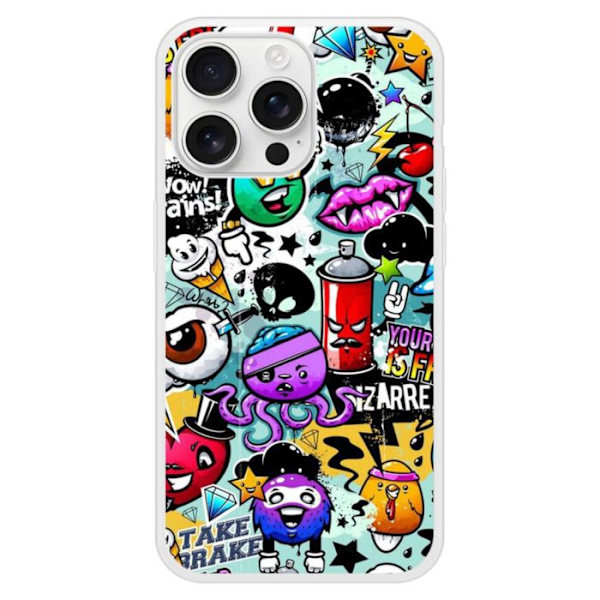 Förstärkt silikonfodral med tryck kompatibel med Apple iPhone 16 Pro Max Graffiti 2 Transparent