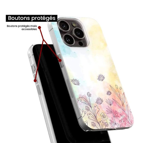 Silikonskal - Kompatibel med Samsung Galaxy A25 - design med akvarellblommor Transparent