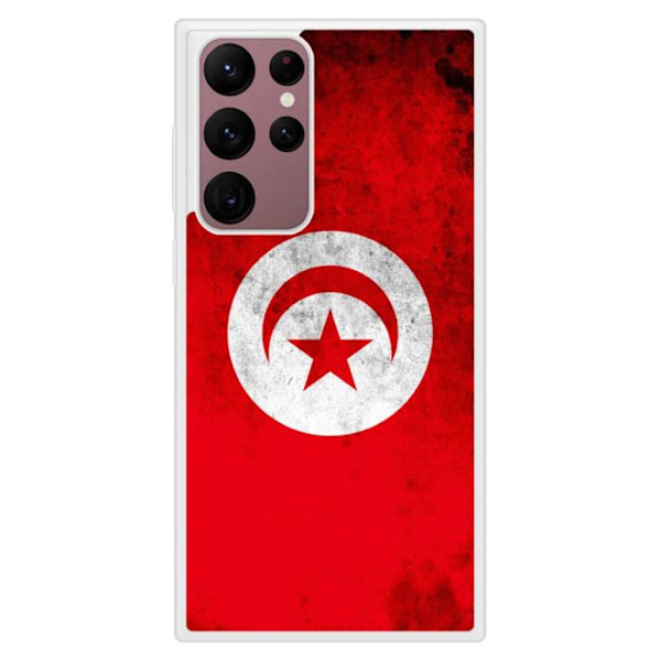 Siliconfärgad förstärkt skal kompatibel med Samsung Galaxy S22 Ultra Tunisienflagga Transparent