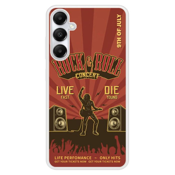 Siliconförstärkt tryckt skal kompatibelt med Samsung Galaxy A25 Rock and roll Transparent