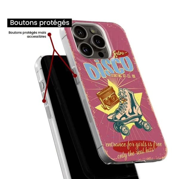 Siliconefodral - Kompatibel med Apple iPhone 16 - retro disco-design Transparent