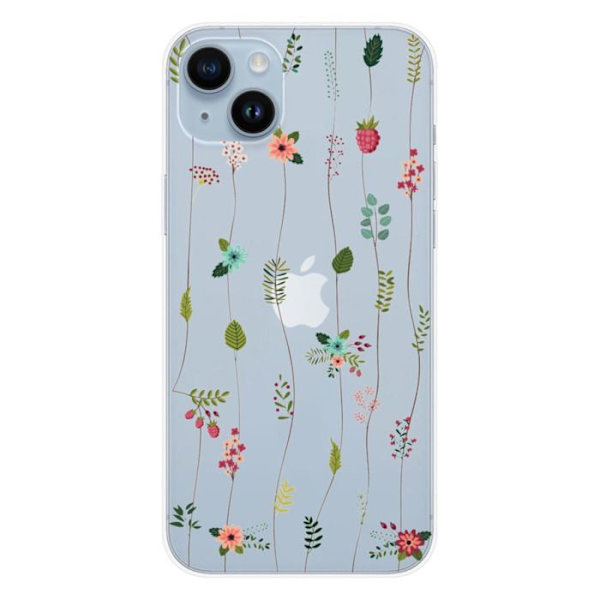 Siliconfodral - Kompatibel med Apple iPhone 15 Plus - design med blommor Transparent