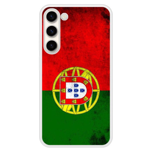 Siliconförstärkt tryckt skal kompatibelt med Samsung Galaxy S23 Plus Portugalflagga Transparent