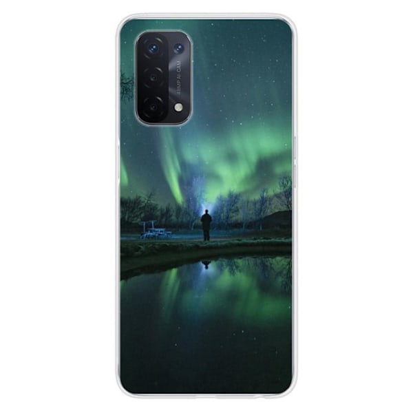 Siliconfodral med tryck - 1001 fodral - Oppo A74 5G - Flerfärgad - Norrsken - Halvstyv Transparent