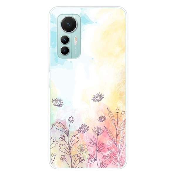 Silicon skal - Kompatibel med Xiaomi Mi 12 Lite - design akvarellblommor Transparent