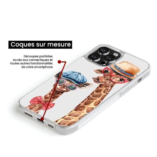 Silicontålig fodral med förstärkning, tryckt, kompatibel med Apple iPhone 14, Rolig Giraff Transparent