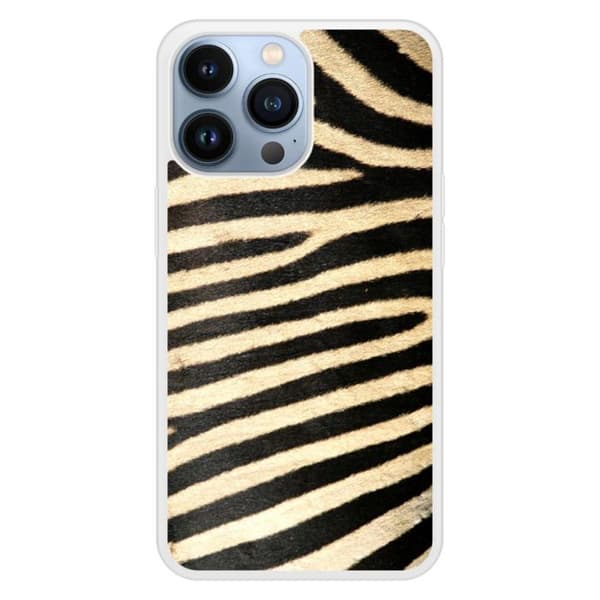 Silikonskydd med förstärkning, tryckt, kompatibel med Apple iPhone 13 Pro Zebra Transparent
